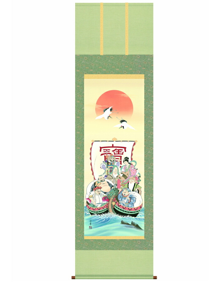 楽天市場】【送料無料】掛け軸 七福神 尺五サイズ（54.5×190センチ