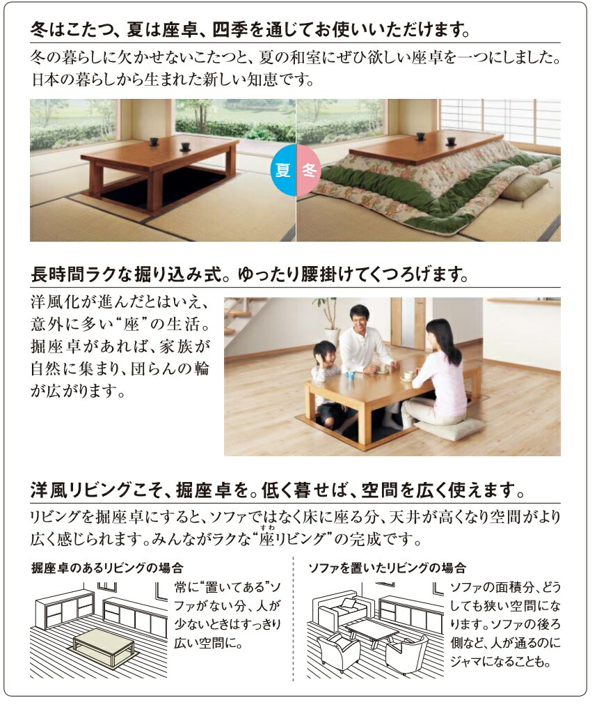 楽天市場】☆堀座卓 スタンダードシリーズ 【XXMHBDP41S□】 3尺×4尺