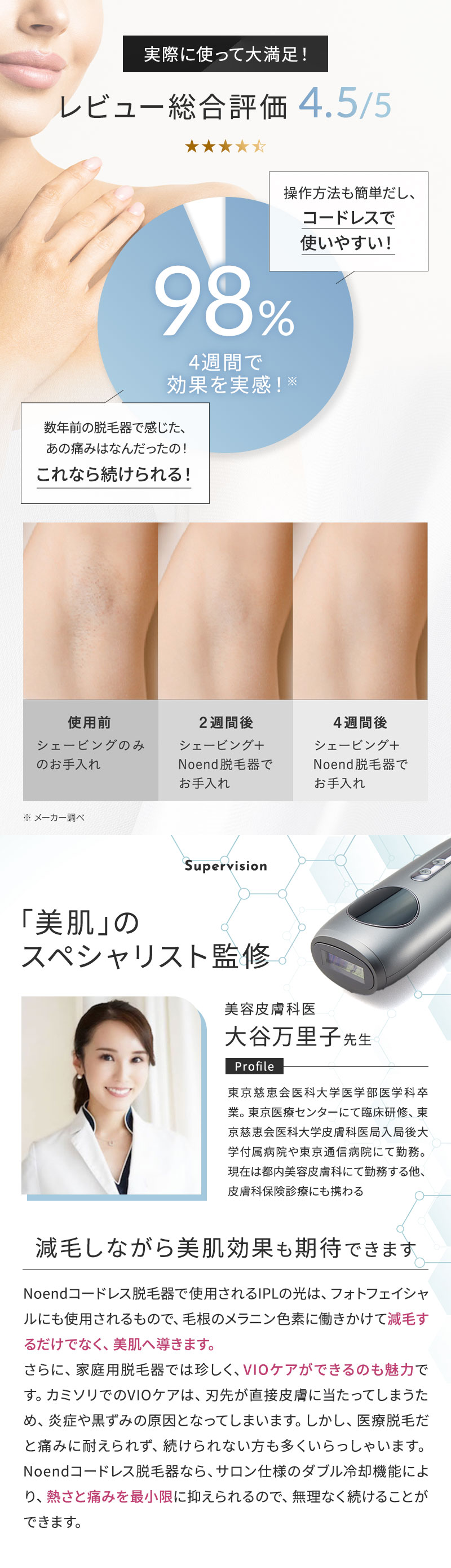 楽天市場】Noend ノーエンド コードレス脱毛器 W クーリング フォト