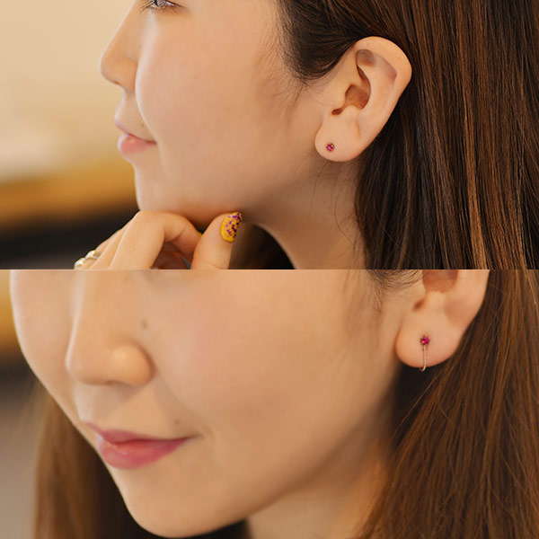 楽天市場】3mm ルビー ティファニーセッティング ピアス PT900 K18 K10