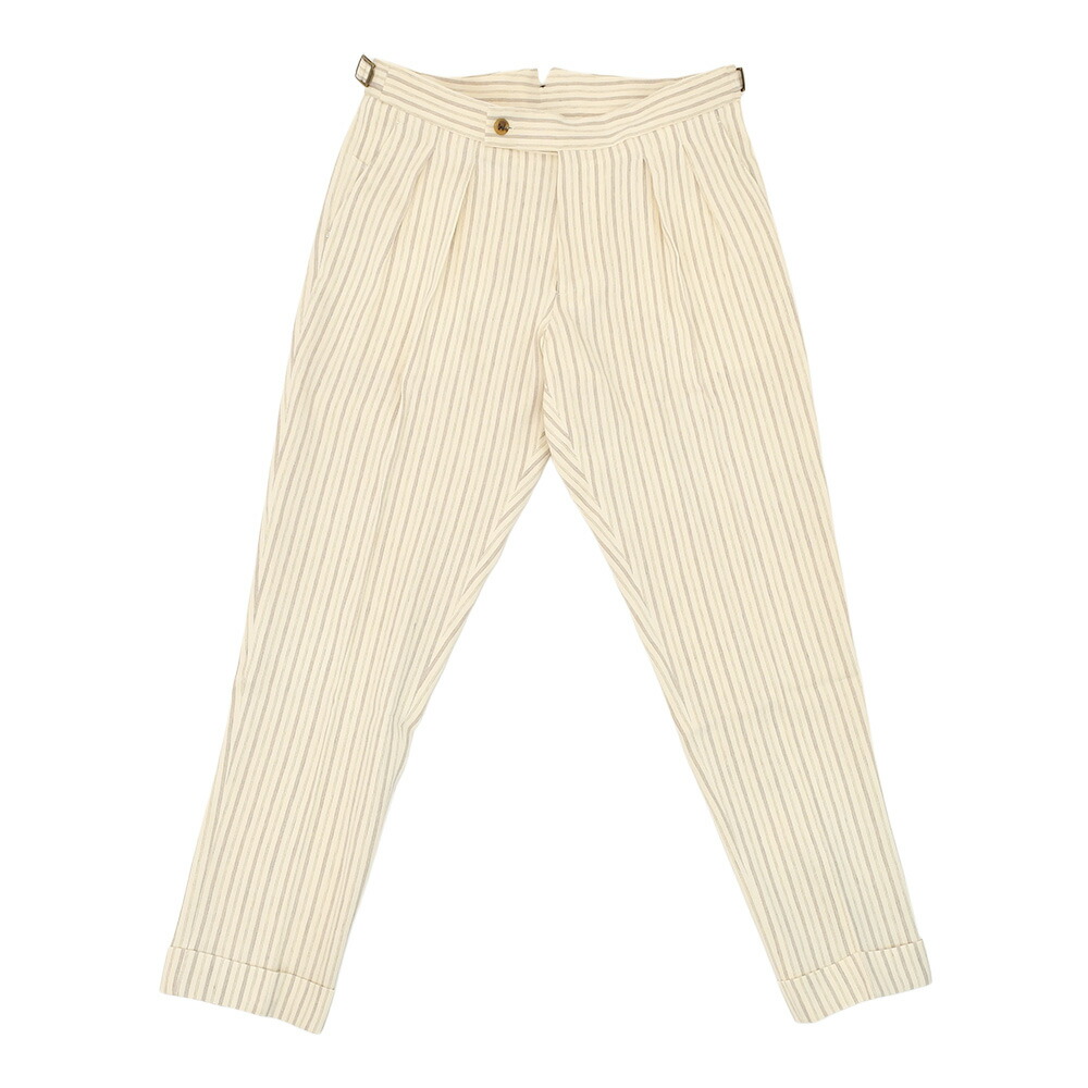 ベルウィッチ BERWICH ストライプ柄スラックス メンズ リネンコットン