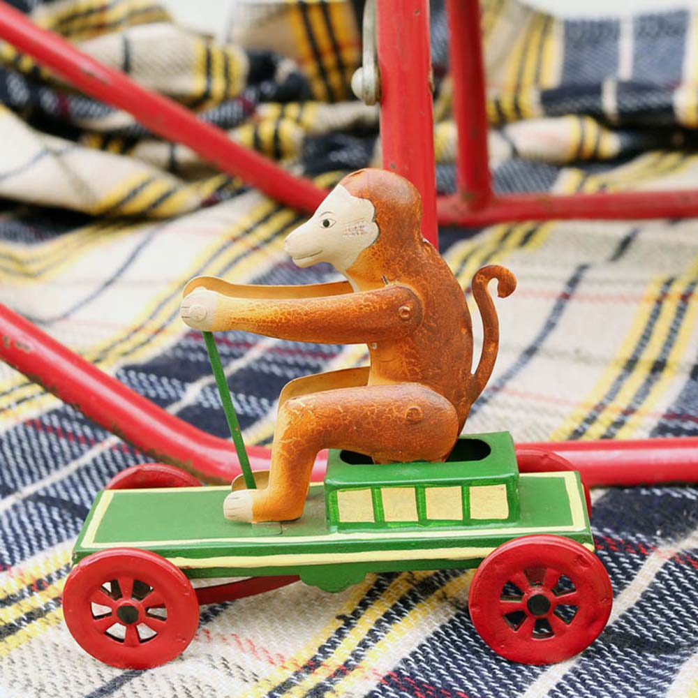 楽天市場】モンキー オン プルカート ミニカー おもちゃ 車 ブリキ