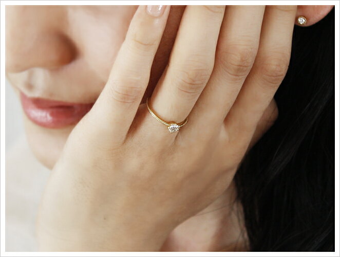 楽天市場】K18 K10 天然 ダイヤモンド 0.2ct 四本爪 一粒 リング 1号