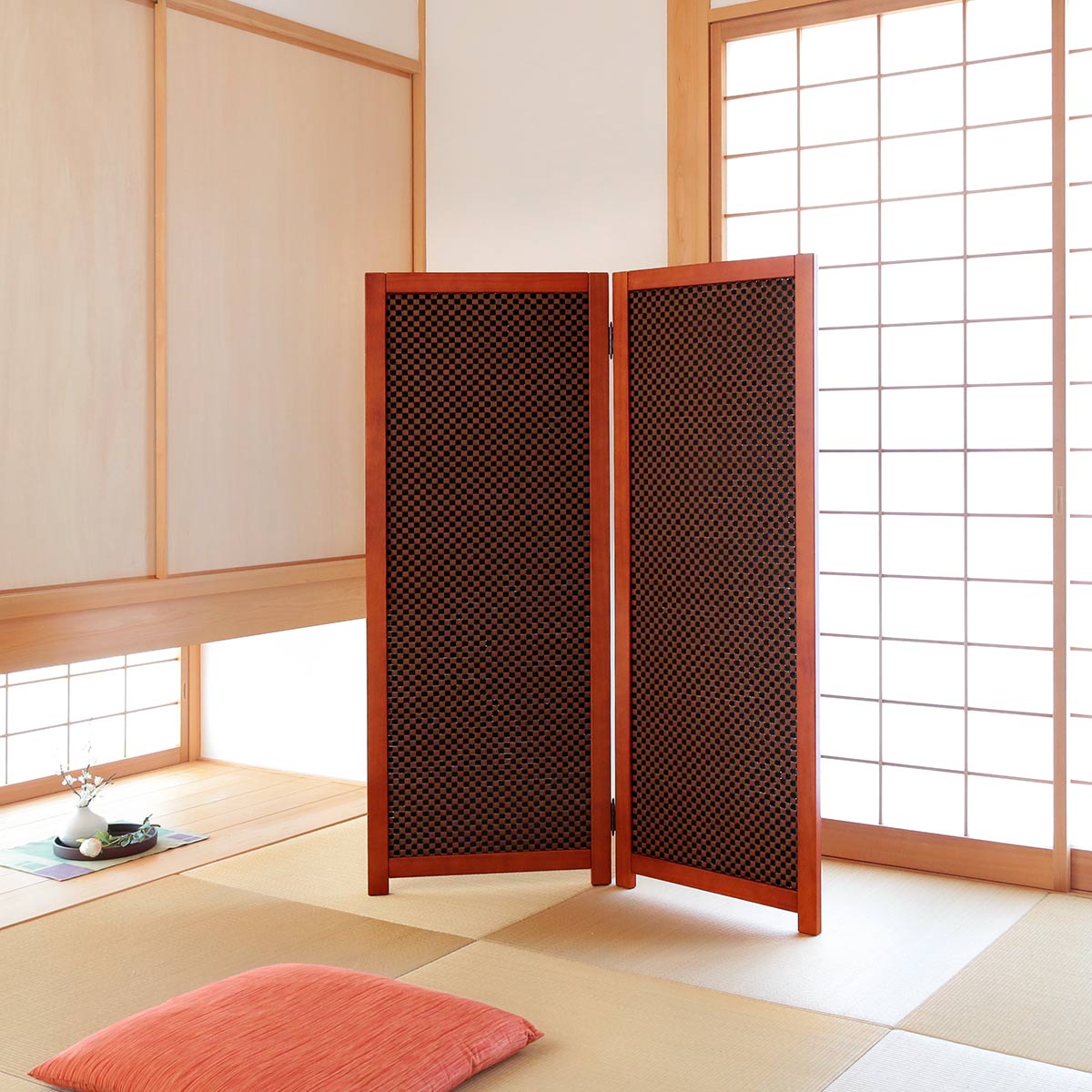 楽天市場】衝立 竹すだれ衝立 市松柄 2連 高さ135cm （ 送料無料