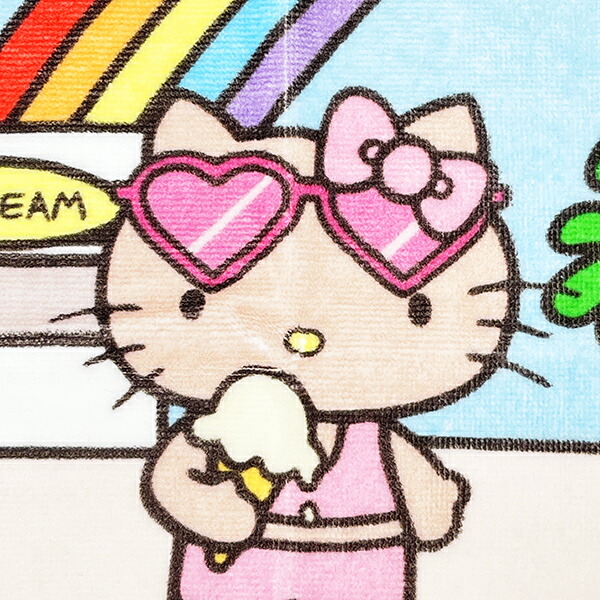 サンリオ ハローキティ 日焼け キティ 刺繍ハンドタオル アイス