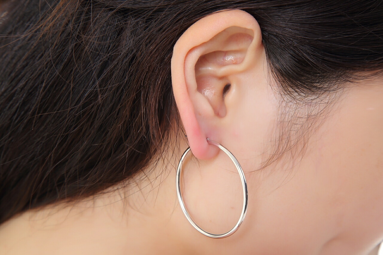 楽天市場】ピアス フープ フープピアス レディース ホワイトゴールド