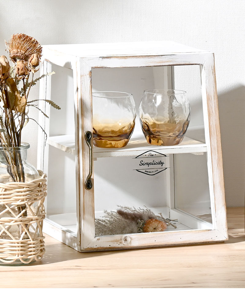 木製 卓上ラック ガラスケース ボワシー 【48-100064】｜激安