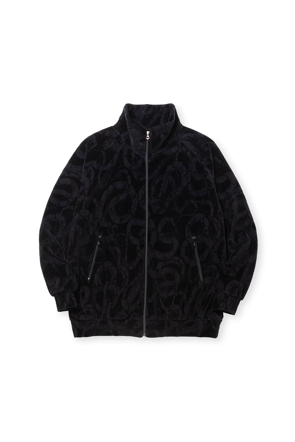 CALEE - JQ VELOUR TRACK TYPE JACKET ＜SNAKE PATTERN＞ / ブラック