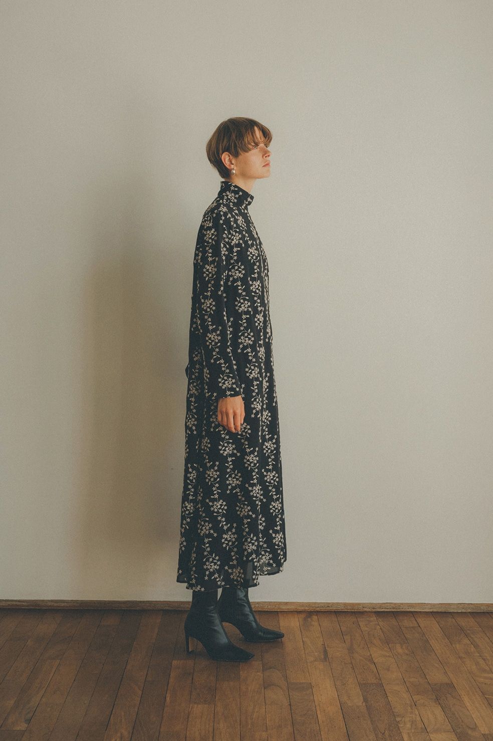 CLANE - ストライプフラワー刺繍ワンピース - STRIPE FLOWER