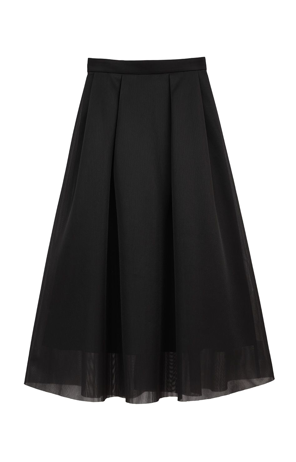 CLANE - ボリューム フレア スカート - ブラック - SHEER RUSSELL