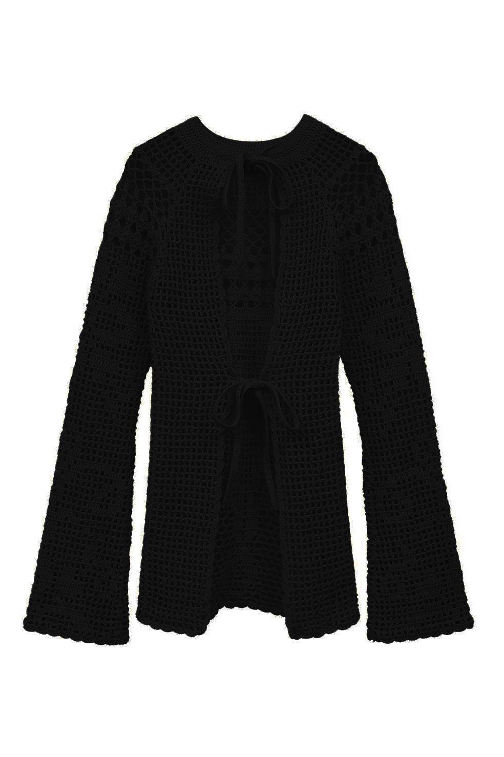 CLANE - バックオープンクロシェニット - BACK OPEN CROCHET KNIT TOPS