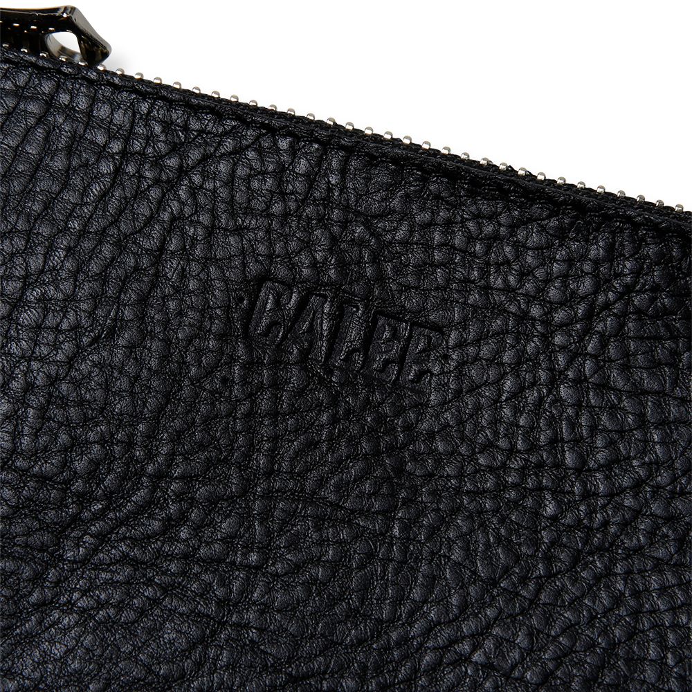 CALEE - PLANE LEATHER WALLET POUCH (BLACK) / プレーン レザー