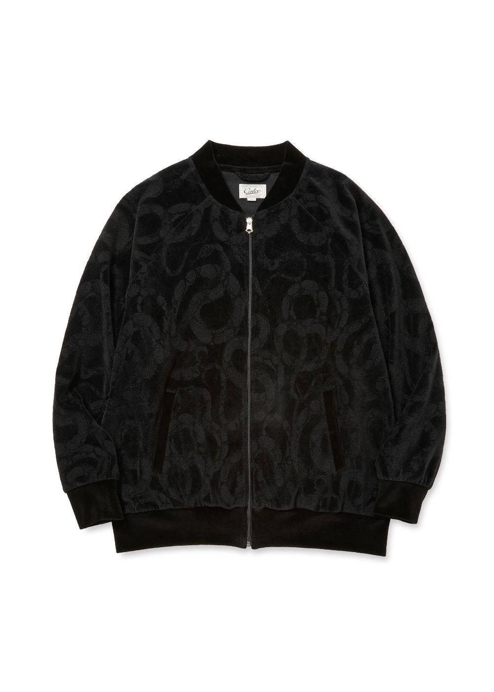 CALEE - JQ VELOUR JACKET ＜SNAKE PATTERN＞ (BLACK) / ジャガード 総