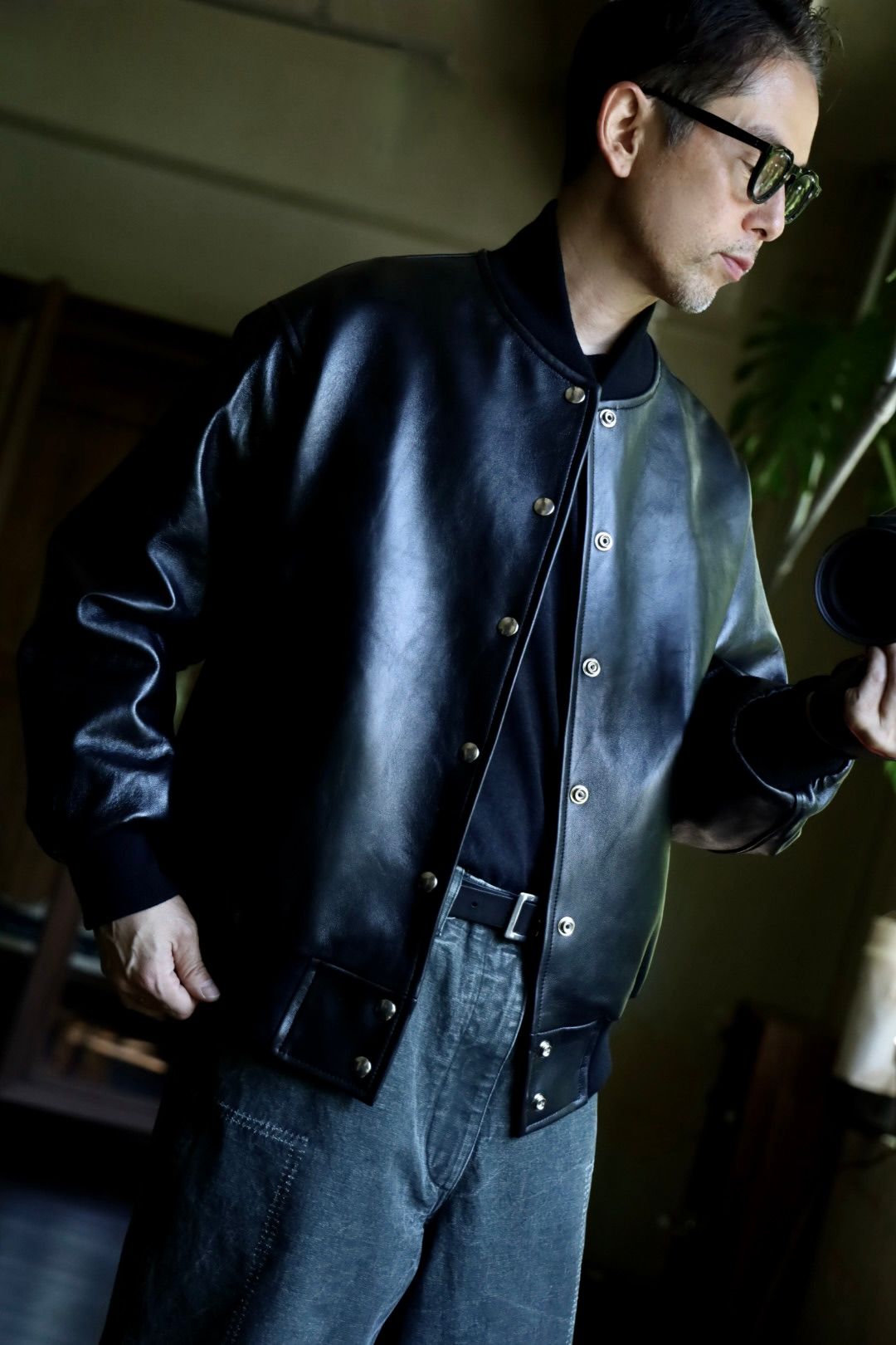 A.PRESSE - アプレッセ Leather Award Jacket(24ААР-01-03H)BLACK☆8月