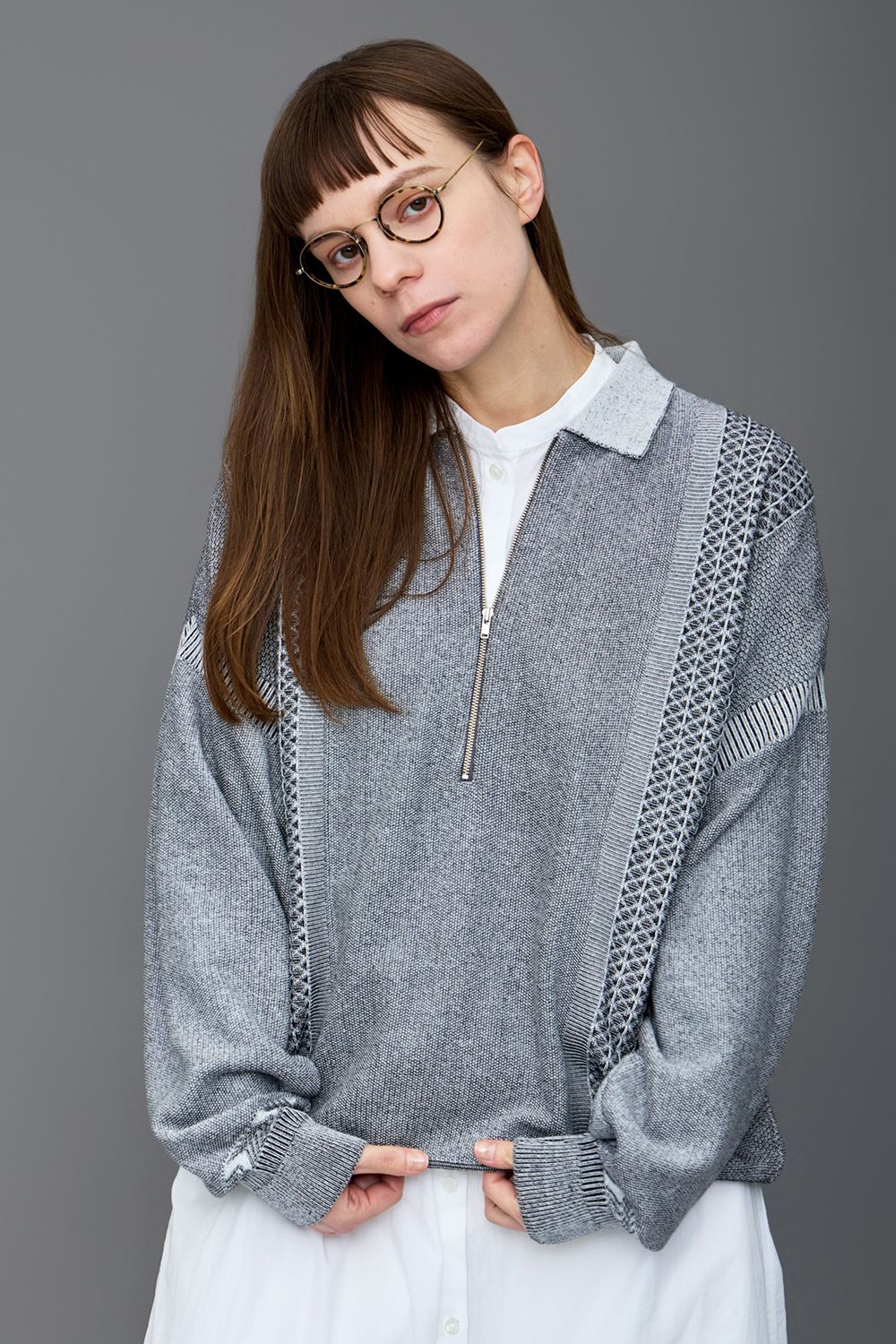 YASHIKI - 【26SS】Kanto Knit Polo(MIX GRAY) | Salty