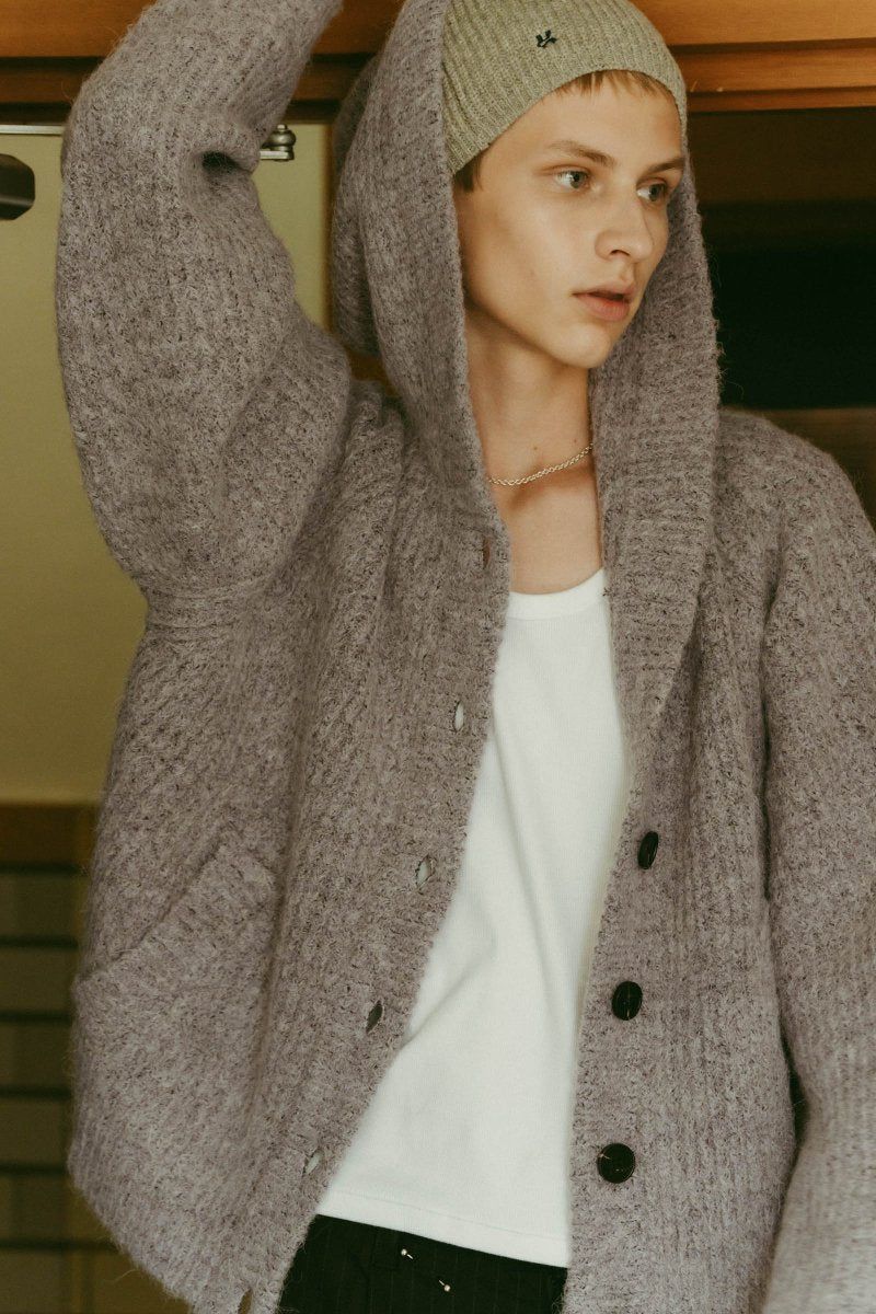 Knuth Marf - hooded cardigan knit / フーデッド カーディガンニット