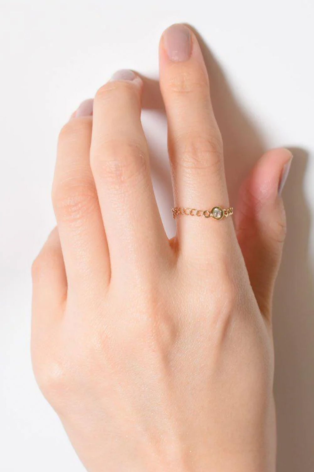 GYPPHY - SINGLE MOISSANITE CHAIN RING / シングル モアサナイト