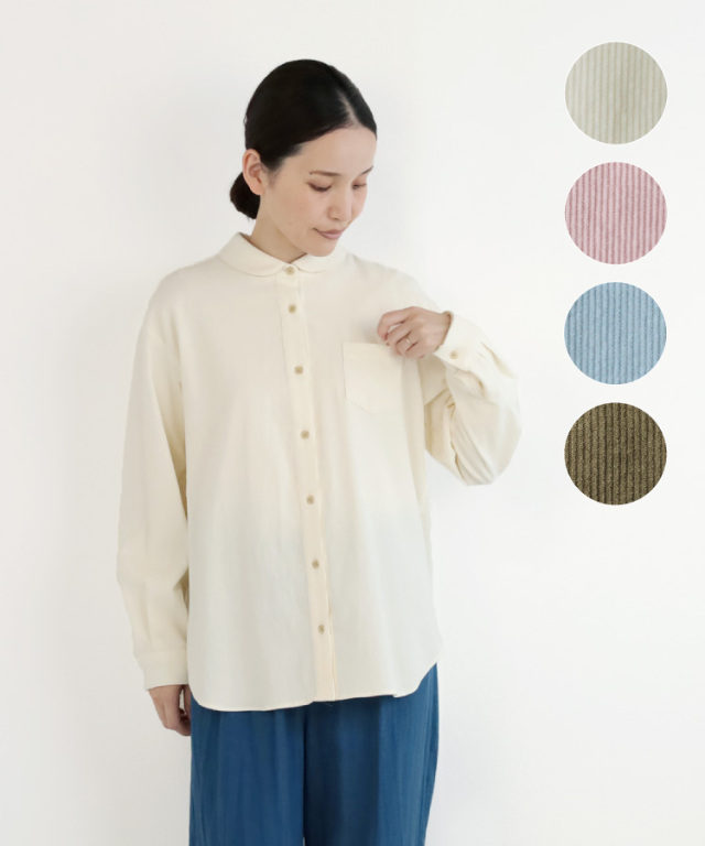 nofl】ラウンドカラー荒炊きコーデュロイシャツ 644209550-644211120