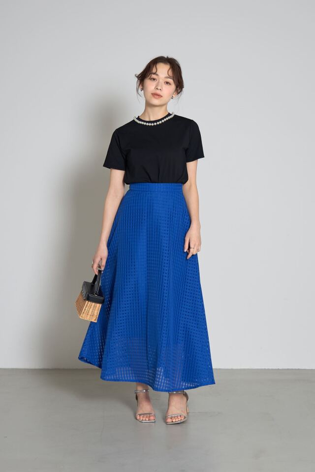 シアーギンガムチェックフレアスカート