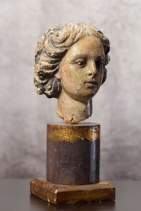 スペイン 18世紀 木製 木彫り婦人像