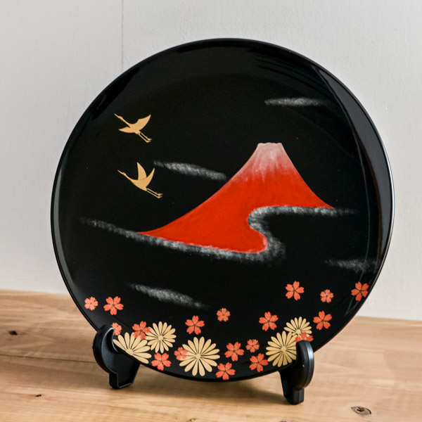 送料無料】 飾り皿 富士 11号 皿立付き / 置物 飾皿 スタンド 絵皿