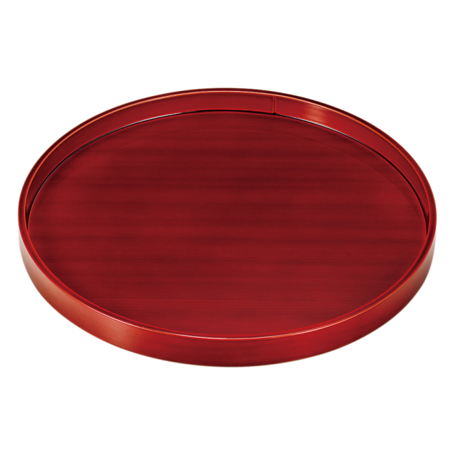 浄法寺塗 花文様 刳り貫き 足付き丸盆 丸膳 明治 木製 丸盆 9寸 松