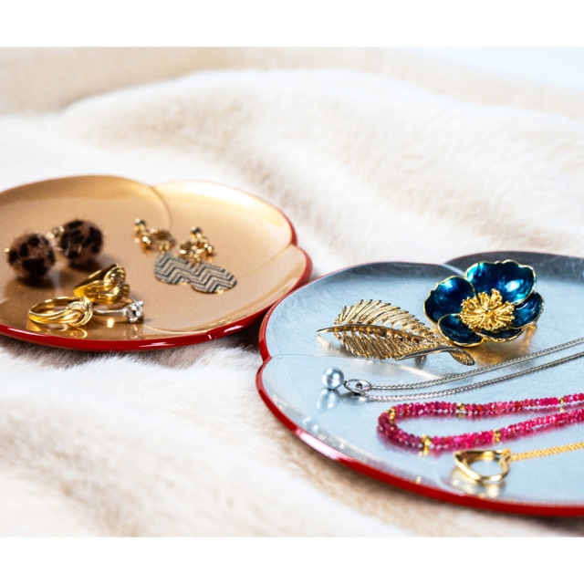 銘々皿 5.0 福梅 金ラメ/銀ラメ 5枚セット FC23-3/4 漆器の井助