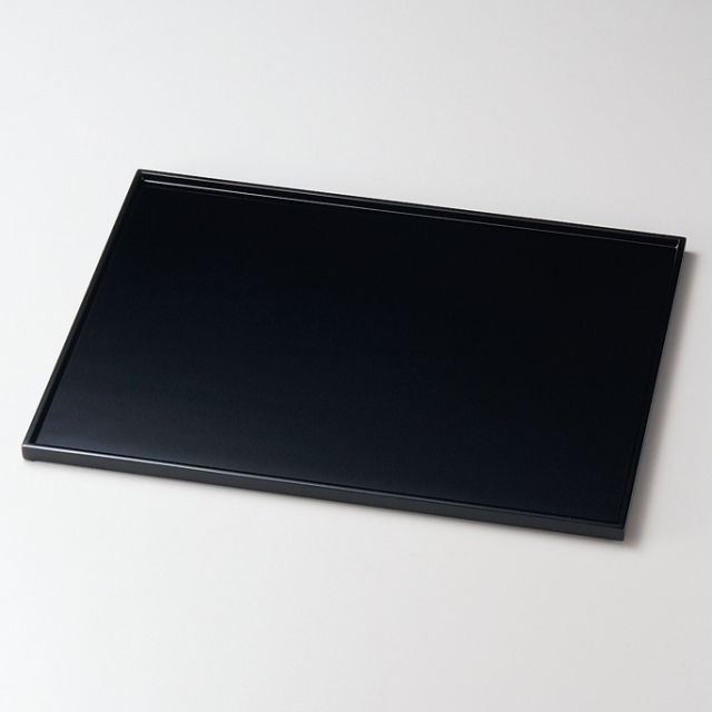 長角膳 13.0 溜/黒 木製 漆塗り ランチョンマット・折敷 12-08605