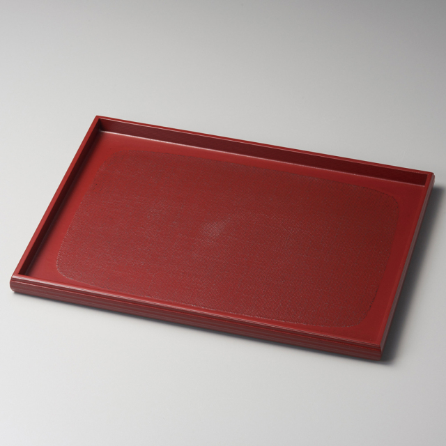 正角膳 11.0 朱/黒 木製 漆塗り ランチョンマット・折敷 12-08603