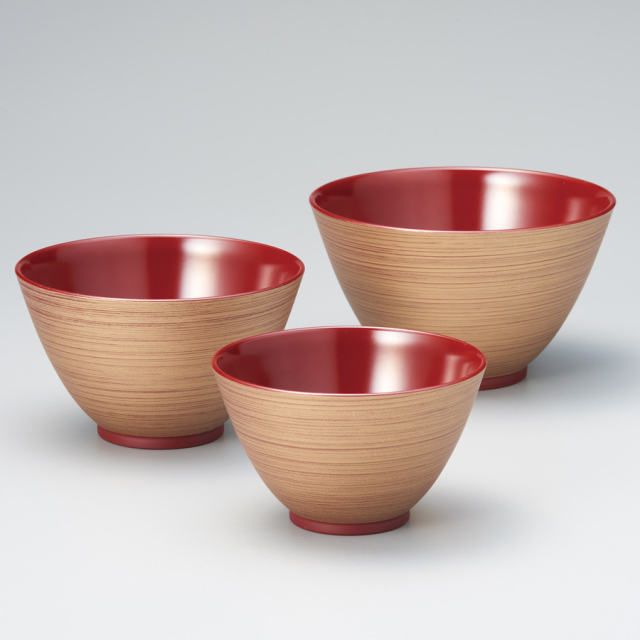 三つ組鉢 金刷毛 吟朱/黒 漆器の井助