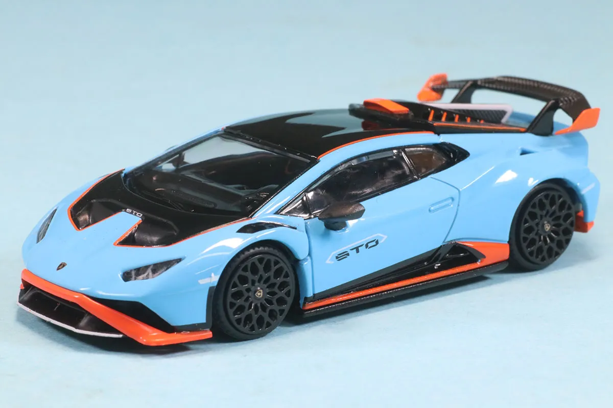 POPレース 1/64 ランボルギーニ ウラカン STO BLU LAUFEY/ARANCIO