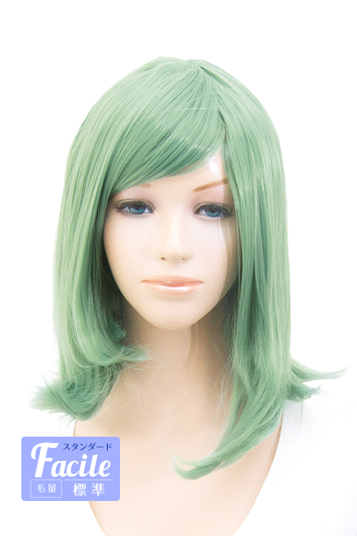 モスグリーン】ミディアム【コスプレウィッグ】【高温耐熱!!高品質