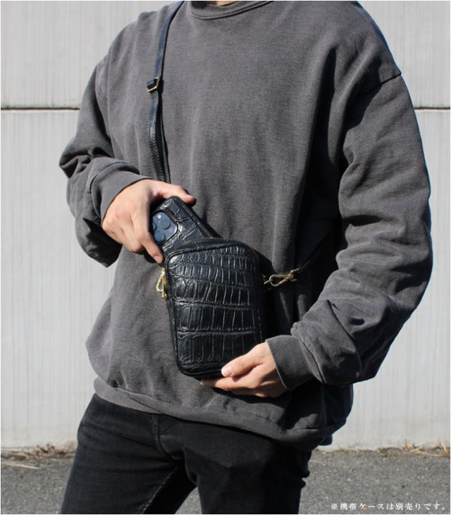シャムネス クロコダイル ショルダーポーチ サコッシュ ショルダー