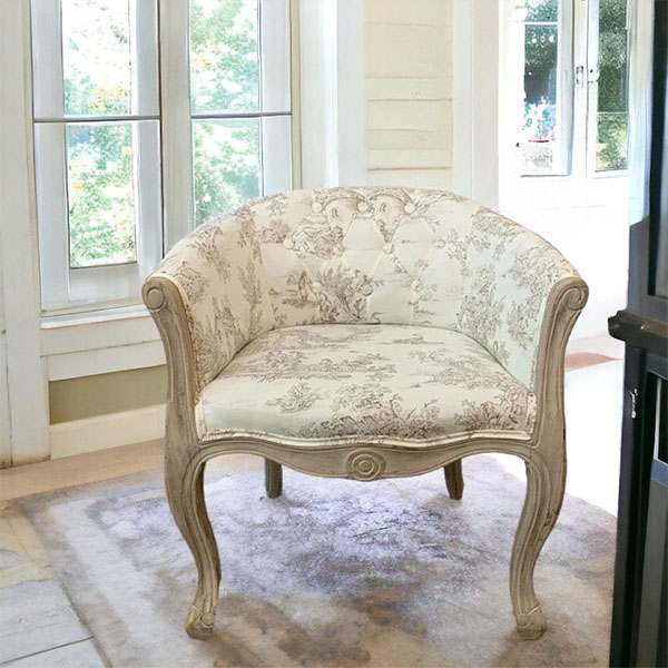 フレンチシャビーインテリア アームチェア （Toile de Jouy