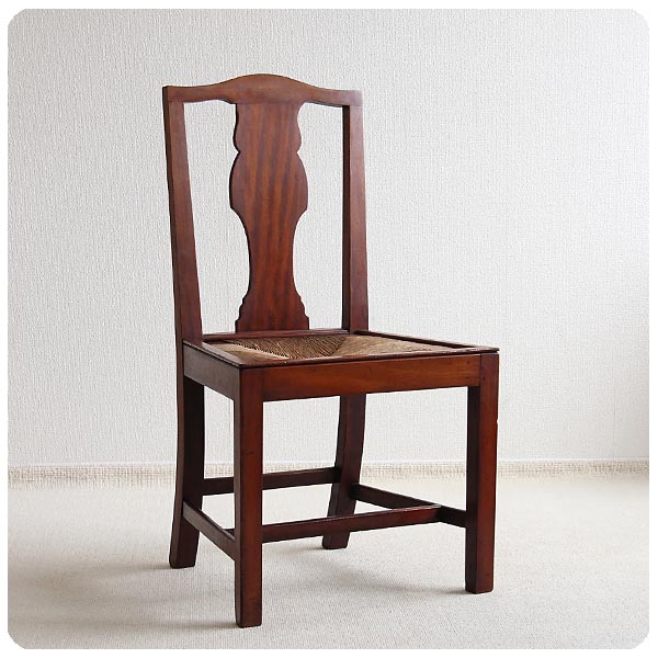 イギリス アンティーク ラッシュシートチェア カントリー 木製椅子