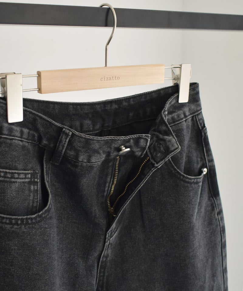 Wide Straight Black Denim bo2000-138 | cizatto