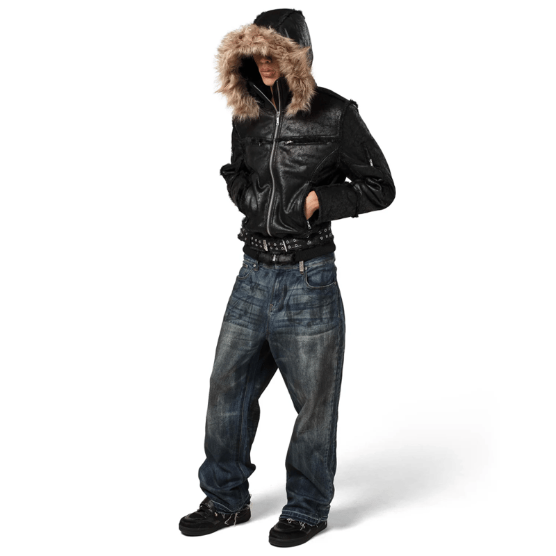 RACER WORLD WIDE / SHEEPSKIN JACKET / BLACK | PLUG