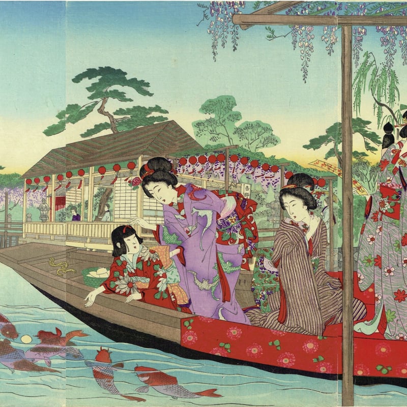 真作】絵画 酒井三良 日本画（扇面） 鵜匠 書画一体の逸品 箱入 V175