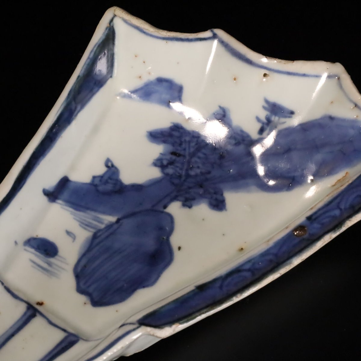 明 古染付山水文半扇形向付 十客揃 | LYAN ARTS' Collection onli