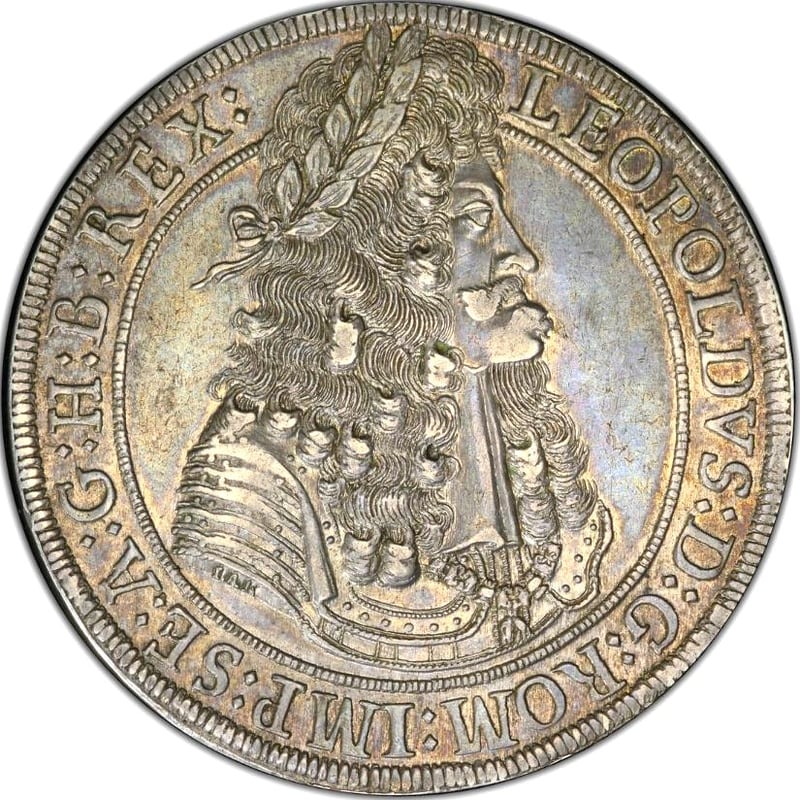 PCGS準最高鑑定】1694 オーストリア レオポルド1世 ターラー銀貨 AU58