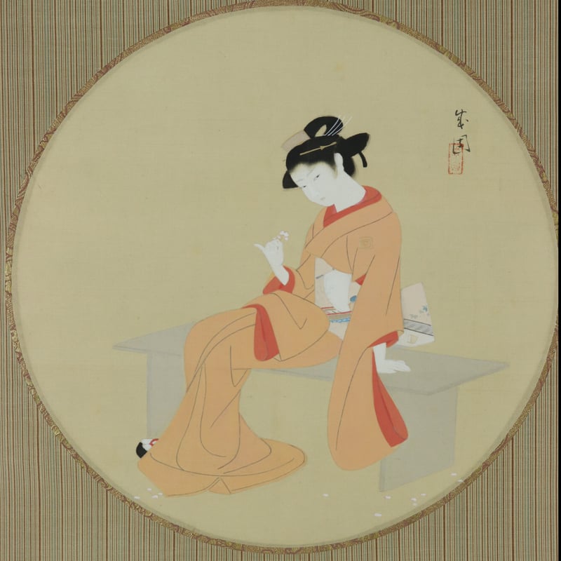 60 島 成園 「春」 絹本 大阪の人 美人画 掛軸 | 三梨 art and antiques