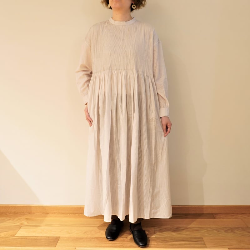 maison de soil／コットンボイルチェック ピンタックワンピース