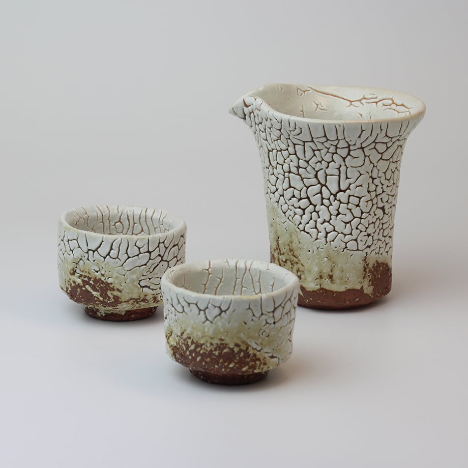 かいらぎ冷酒器揃 佳俊作（木箱）｜萩焼窯元 萩陶苑 椿秀窯 ギフト