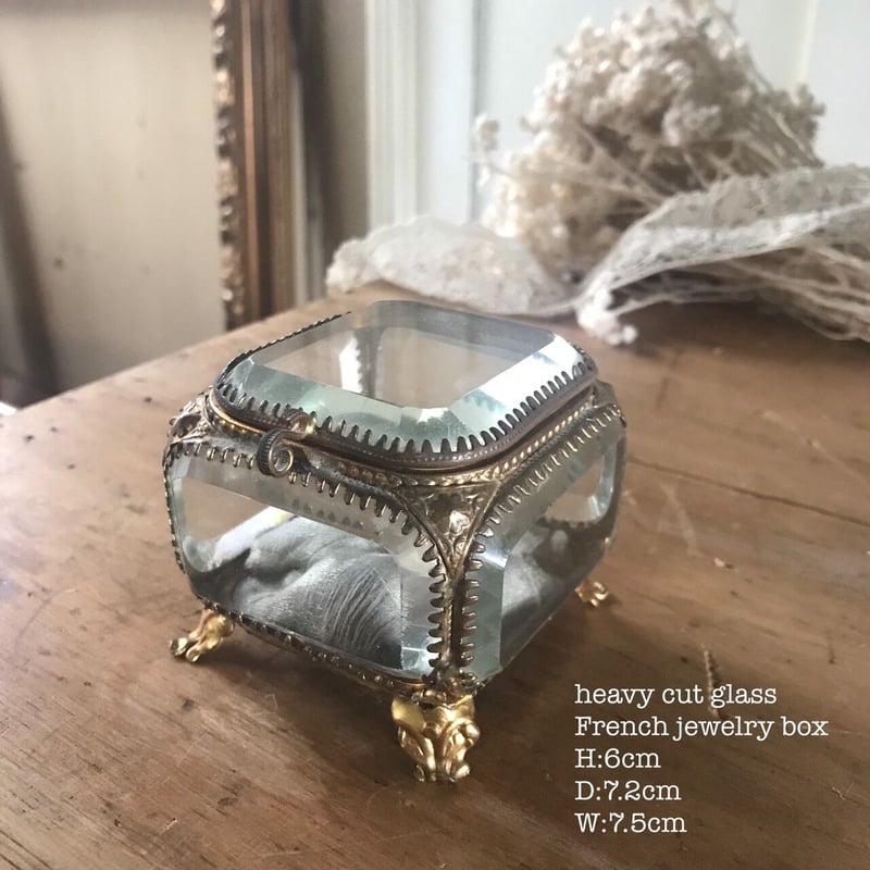 フランス】アンティーク 5面べベルガラスジュエリーボックス AN7-2