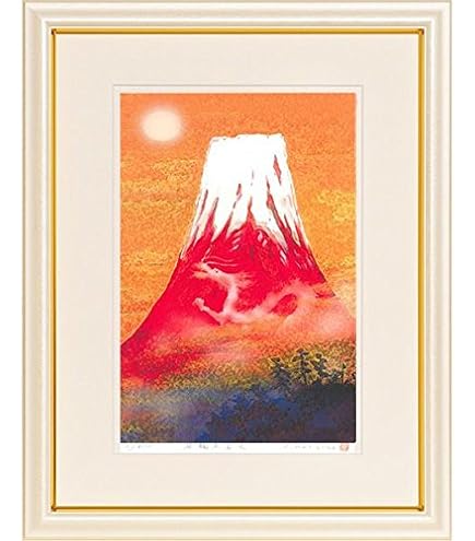 Amazon.co.jp: 201114A谷崎勉 『赤富士』 絵画 油彩 油絵画 美術品