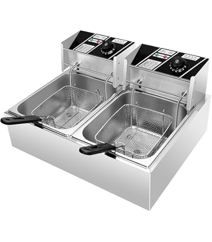 Amazon.co.jp: KCNN 電気フライヤー 業務用 二槽式 20L 大容量 卓上