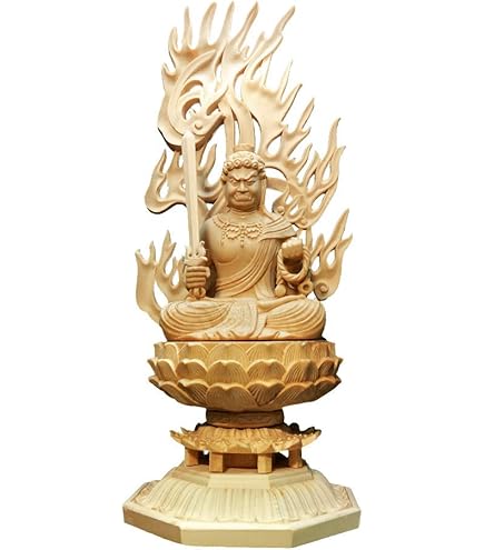 Amazon｜大元帥明王 木彫り仏像 桧木 立像 6面8臂 高さ38CM (Color : 2