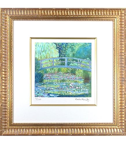 Amazon.co.jp: 絵画 版画 モネ 額付き 『睡蓮の池・緑のハーモニー（大