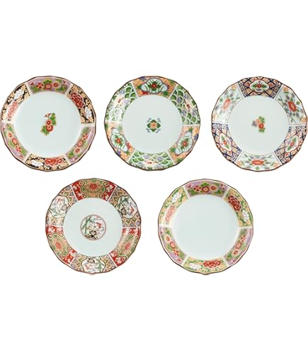 Amazon.co.jp: 有田焼 吾山窯 金彩古伊万里 染付唐草 小皿揃 5枚