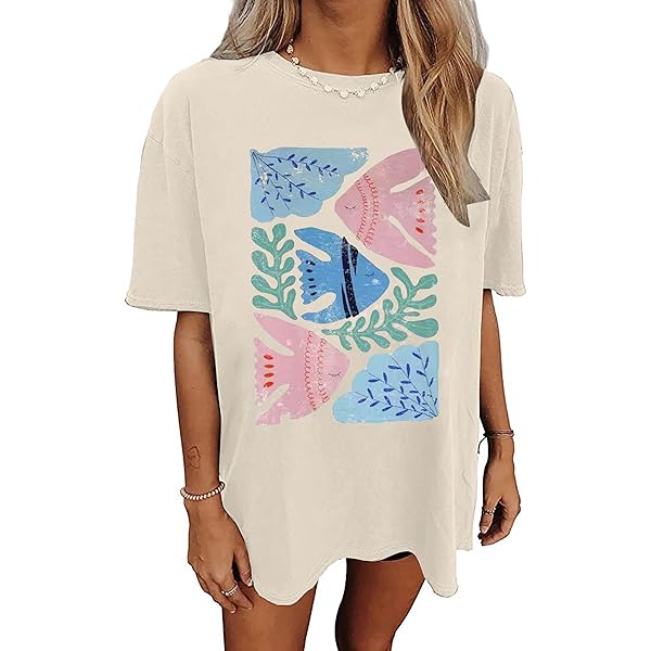 Womens Oversized Tshirt Flower Graphic Tees Nashville Music Short